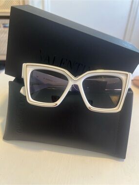 Valentino White Oversized Sunglasses